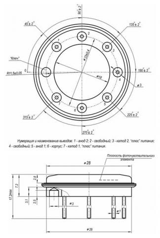 Схема габаритов фотодатчиков КЧФ-2-9