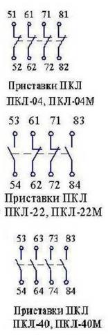 Схема соединения ПКЛ-40, ПКЛ-40М, ПКЛ-04, ПКЛ-04М, ПКЛ-22, ПКЛ-22М
