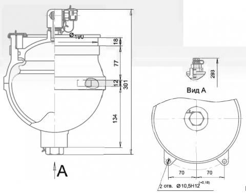Габаритные и установочные размеры пневмогидроаккумулятора ПГАМ4