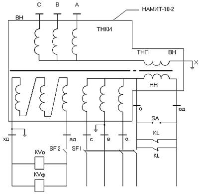 Рис. 1. Схема соединений трансформатора напряжения НАМИТ-10-2.