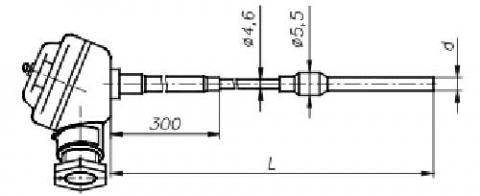 Рис.1. Габаритный чертеж термопреобразователя ТСП-1390В