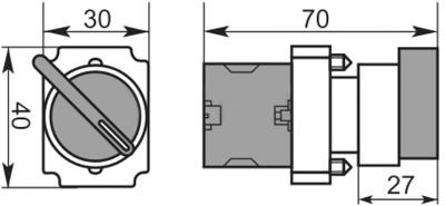 Рис.1. Габаритный чертеж XB4-BJ33 переключателч на 3 положения с фиксацией