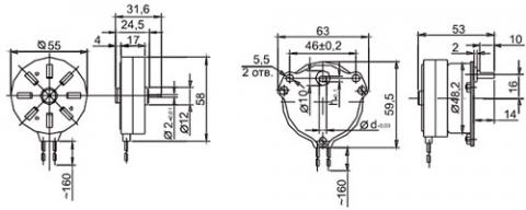 Рис.1. Габаритный чертеж электродвигателя ДСМ-375 220В