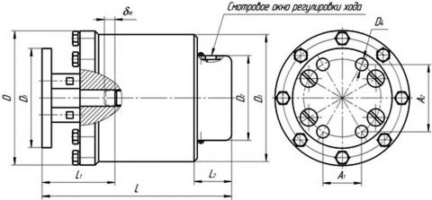 Рис.1. Схема габаритных размеров электромагнита МП-201-1