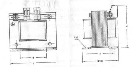 Рис.1. Схема габаритных размеров трансформатора ТОСМ1