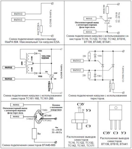 Рис.1. Схема подключения нагрузки для регулятора МикРА 604