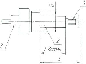Рис.2. Габаритный чертеж датчика КПЭ 60-250, где: 1 - стержень нержавеющий, 2 - втулка уплотнительная, 3 - изолятор