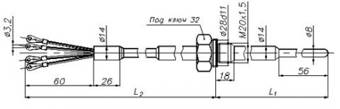 Рис.2. Чертеж ТСП-037Д термопреобразователя (исполнение 2)