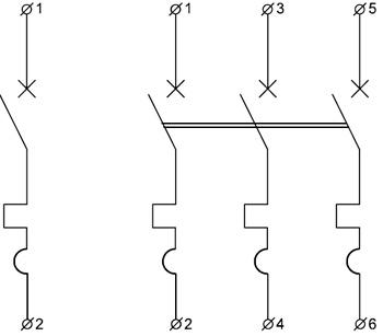 Рис.2. Электрическая схема модульного выключателя ВА-2003 3р 100А АсКо