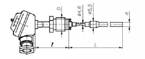 Рис.4. Габаритный чертеж термопреобразователя ТСП-1390В
