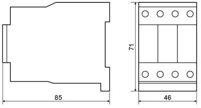 Схема габаритных размеров пускателя ПМ 1-18-01